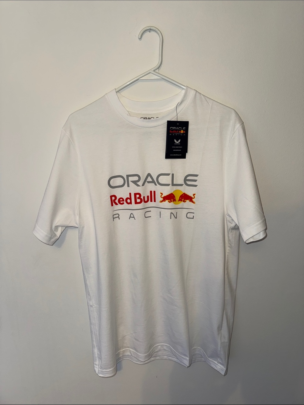 Red Bull Oracle Racing Men's White Logo Short Sleeve Tee